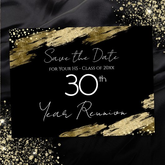 30e klas Reunion Black en Gold Elegant Briefkaart