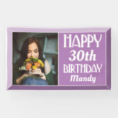 30e Lavender Art Deco Foto van Birthday Spandoek (Horizontaal)