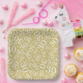 30e Leeftijd Willekeurig Getal Patroon Goud/Wit Papieren Bordje (Feest)