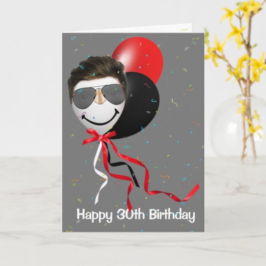 30e Man van het Birthday-feest op de ballon Kaart (Gele Bloem)