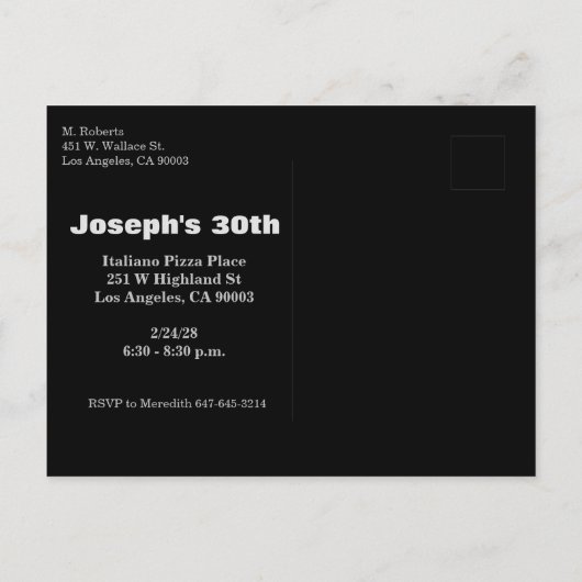 30e Man verjaardag Uitnodiging Briefkaart (Achterkant)