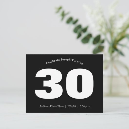 30e Man verjaardag Uitnodiging Briefkaart (Staand voorkant)