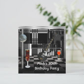 30e Mannen gitaar Drink Black White Kaart (Staand voorkant)