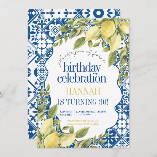 30e Mediterrane Italiaanse citroen verjaardag Kaart (Voorkant / Achterkant)