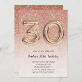 30e meisje Verjaardag Roos Gold Glitter Elegant Kaart (Voorkant / Achterkant)