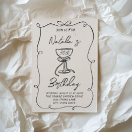 30e met de hand getekende zwart-wit Bow Martini-ve Kaart