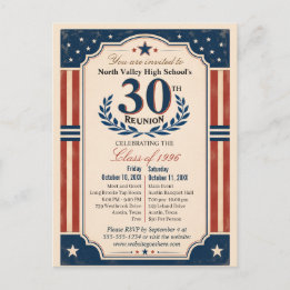 30e middelbare schoolklas reünie Americana Rood Wi Briefkaart