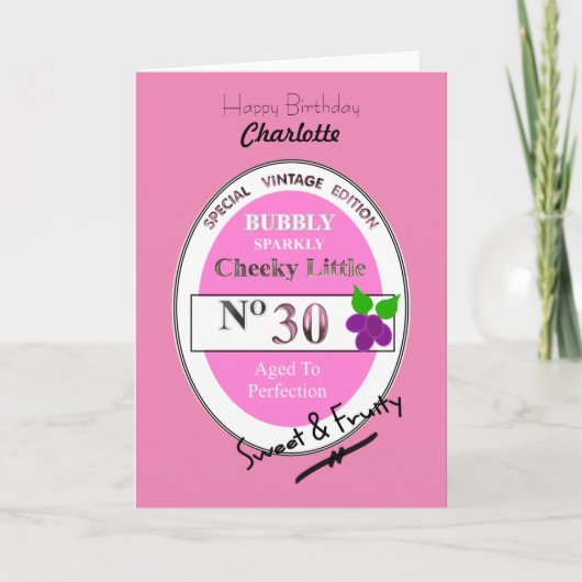 30e mijlpaal Verjaardag Grappige wijn gepersonalis Kaart (Voorkant)