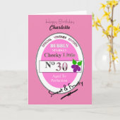 30e mijlpaal Verjaardag Grappige wijn gepersonalis Kaart (Gele Bloem)