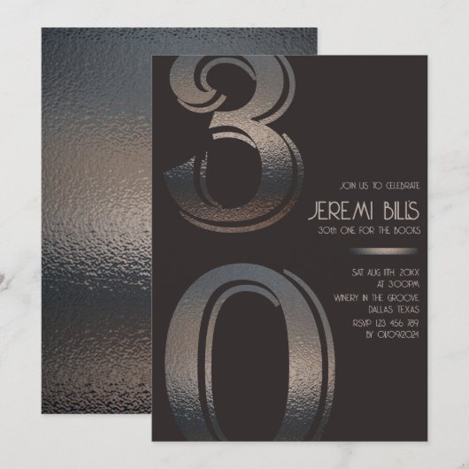 30e minimalistische uitnodiging (Voorkant / Achterkant)