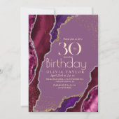 30e Modern Paarse Agaat Goud Verjaardagsfeest Kaart (Voorkant)