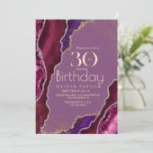 30e Modern Paarse Agaat Goud Verjaardagsfeest Kaart (Staand voorkant)