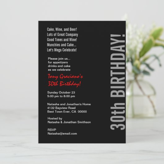 30e moderne zwarte witte rode Sjabloon Kaart (Staand voorkant)