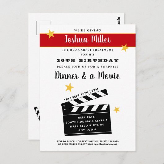 30e of een uitnodiging voor een verjaardagsverrass (Voorkant / Achterkant)