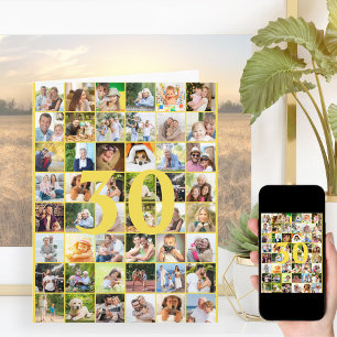 30e of elke leeftijd fotocollage grote verjaardags kaart
