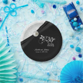 30e ontwerp van het Jubileum Pearl & Black Wedding Papieren Bordje (Feest)