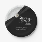 30e ontwerp van het Jubileum Pearl & Black Wedding Papieren Bordje (Voorkant)