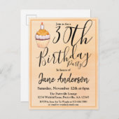 30e Oranje Cupcake Birthday Uitnodiging Briefkaart (Voorkant / Achterkant)