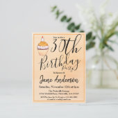 30e Oranje Cupcake Birthday Uitnodiging Briefkaart (Staand voorkant)