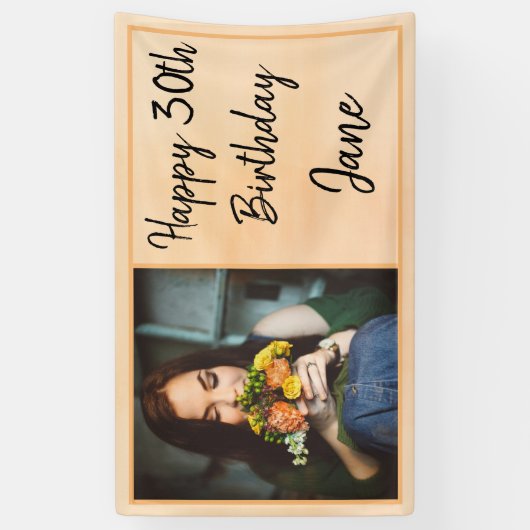 30e Oranje foto van Birthday Spandoek (Verticaal)