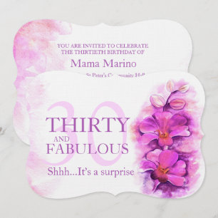 30e Orchidee waterverf paars dertig en geweldig Kaart