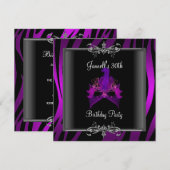 30e Paars Zebra zwart masker op geboortedag Kaart (Voorkant / Achterkant)