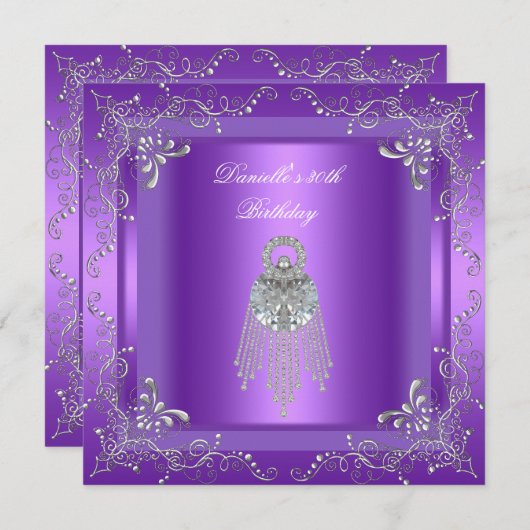 30e Paarse diamantjuweel Silver Kaart (Voorkant / Achterkant)