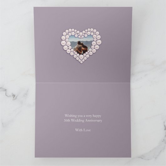 30e Parel bruiloft jubileum nu en dan foto Kaart (Binnen)