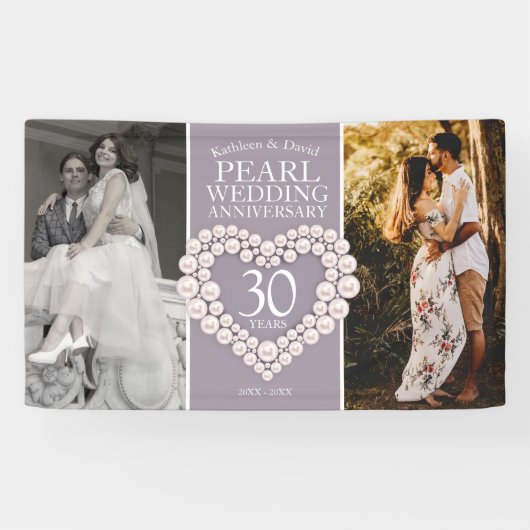 30e Parel bruiloft jubileum nu en dan foto Spandoek (Horizontaal)