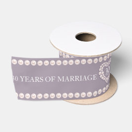 30e Parel bruiloft verjaardag Custom Heart Satijnen Lint