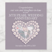 30e parel hart jubileum aangepaste wijn labels etiket (Enkel label)