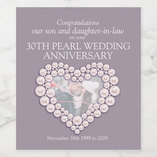 30e parel hart jubileum aangepaste wijn labels etiket (Enkel label)