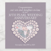 30e parel hart jubileum aangepaste wijn labels wijn etiket (Enkel label)