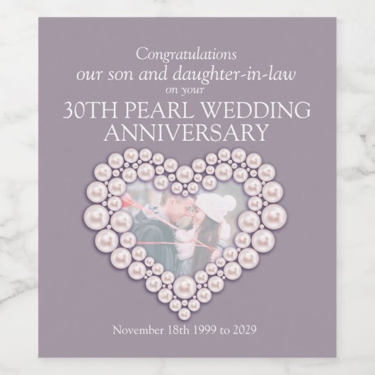 30e parel hart jubileum aangepaste wijn labels wijn etiket (Enkel label)