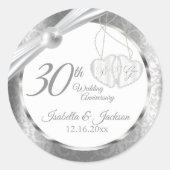 30e Parel Jubileum Huwelijksjubileum Ronde Sticker (Voorkant)