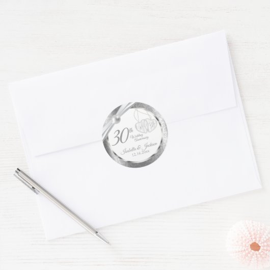 30e Parel Jubileum Huwelijksjubileum Ronde Sticker (Envelop)