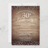 30e Parel Jubileum Rustic Hout Confetti  Kaart (Voorkant)