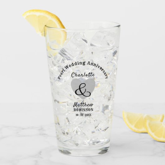 30e Parelbruiloft Jubileum Gift Personalized Glas (Voorkant ijs)