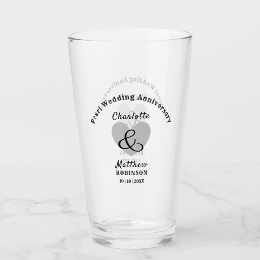 30e Parelbruiloft Jubileum Gift Personalized Glas (Voorkant)