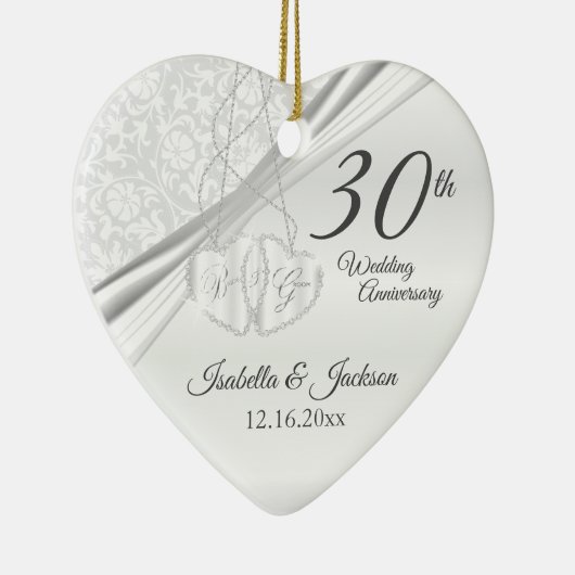 30e Parelbruiloft Jubileum Keramisch Ornament (Rechts)