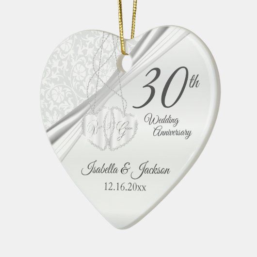 30e Parelbruiloft Jubileum Keramisch Ornament (Links)