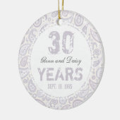 30e Parelbruiloft Jubileum Paisley Monogram Keramisch Ornament (Links)