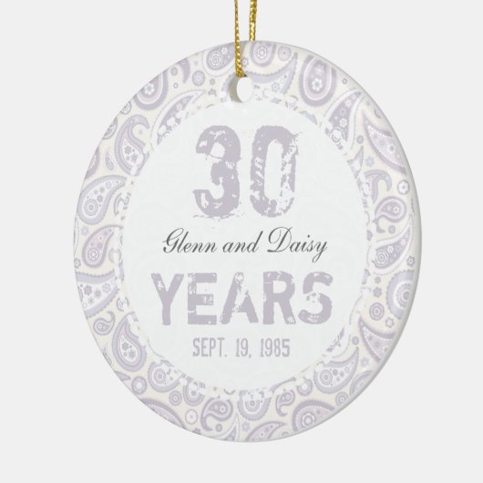 30e Parelbruiloft Jubileum Paisley Monogram Keramisch Ornament (Links)