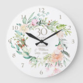 30e Parelbruiloft Jubileum Rozen Floral Grote Klok (Voorkant)