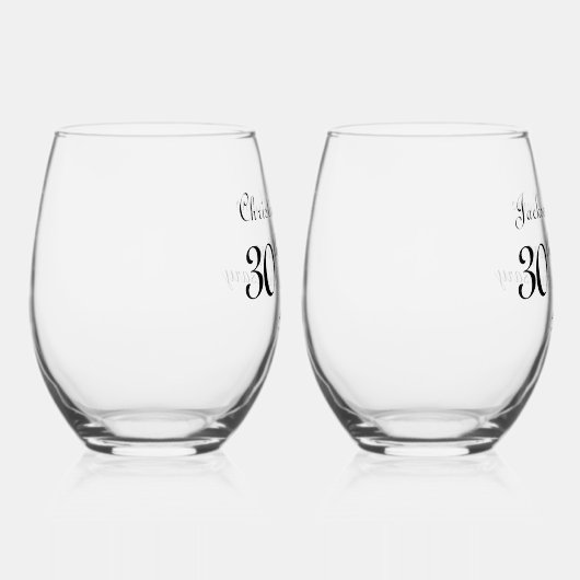 30e Parelbruiloft Jubileum Wijnglas Zonder Voet (Rechts)