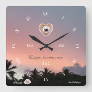 30e parelhuwelijk verjaardag personaliseren vierkante klok