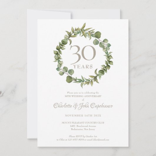 30e Parelhuwelijksjubileum Bosgroen Kaart (Voorkant)