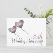 30e Parelhuwelijksjubileum hartballon Kaart (Staand voorkant)