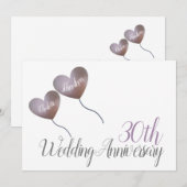 30e Parelhuwelijksjubileum hartballon Kaart (Voorkant / Achterkant)