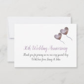 30e parelhuwelijksjubileum paarse hart  bedankkaart (Achterkant)